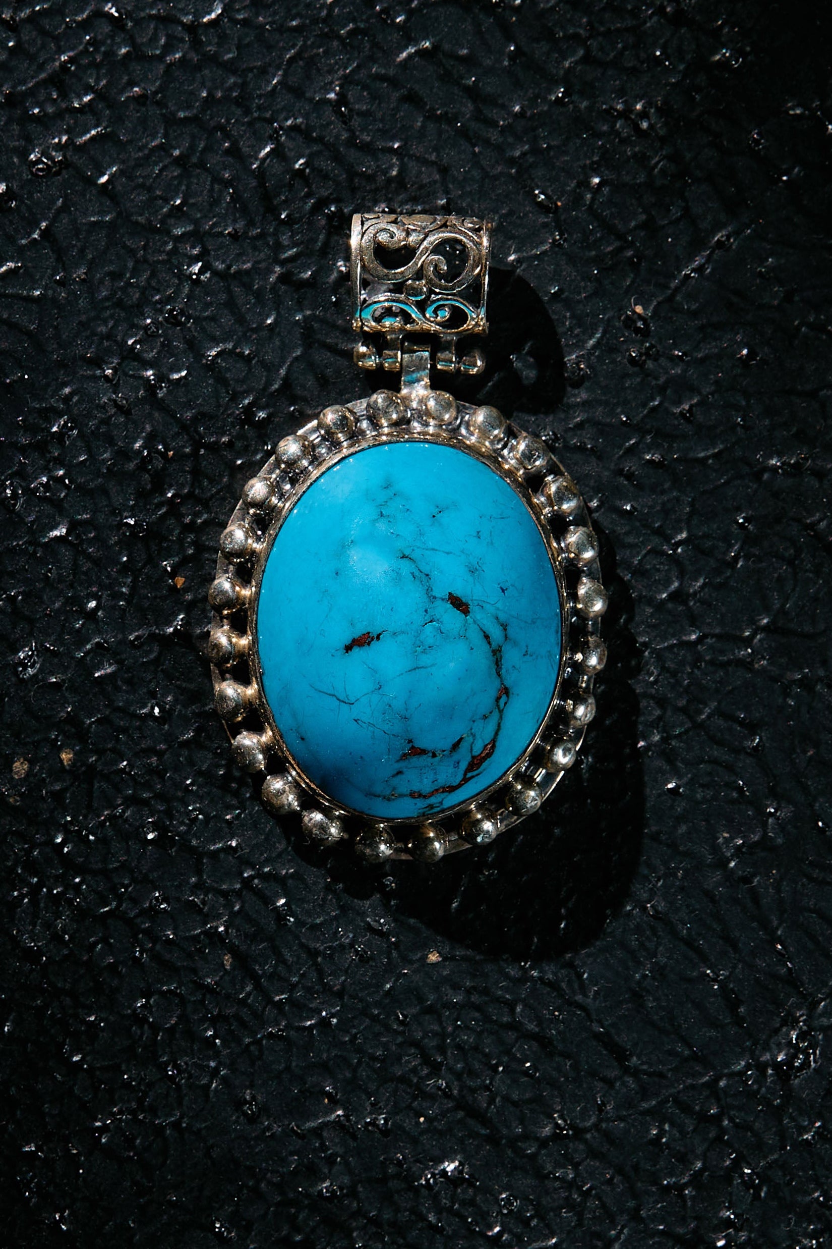 Rare Persian Turquoise pendant with 925 silver frame