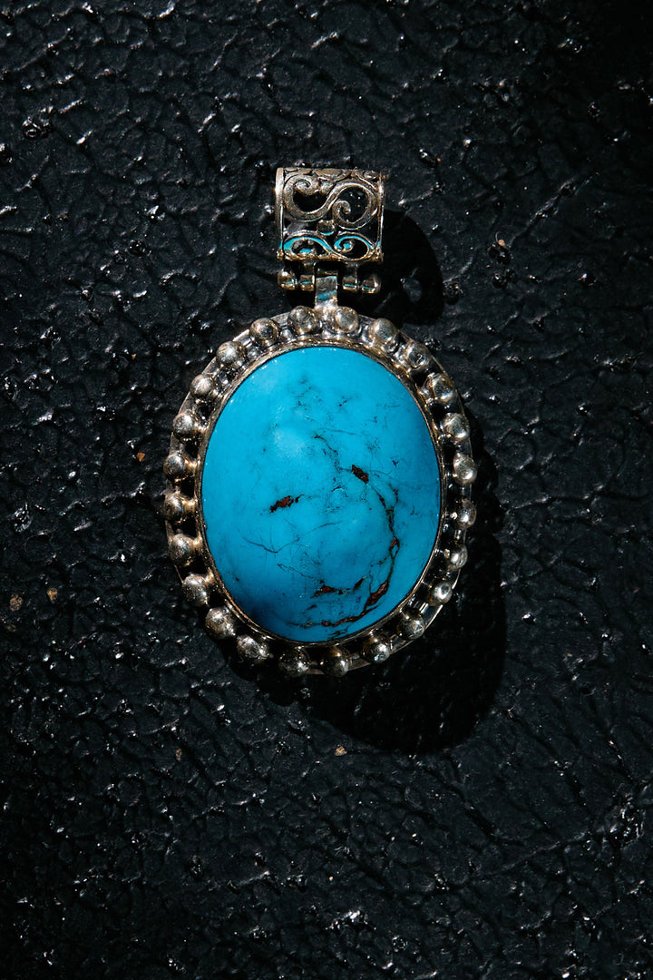 Rare Persian Turquoise pendant with 925 silver frame