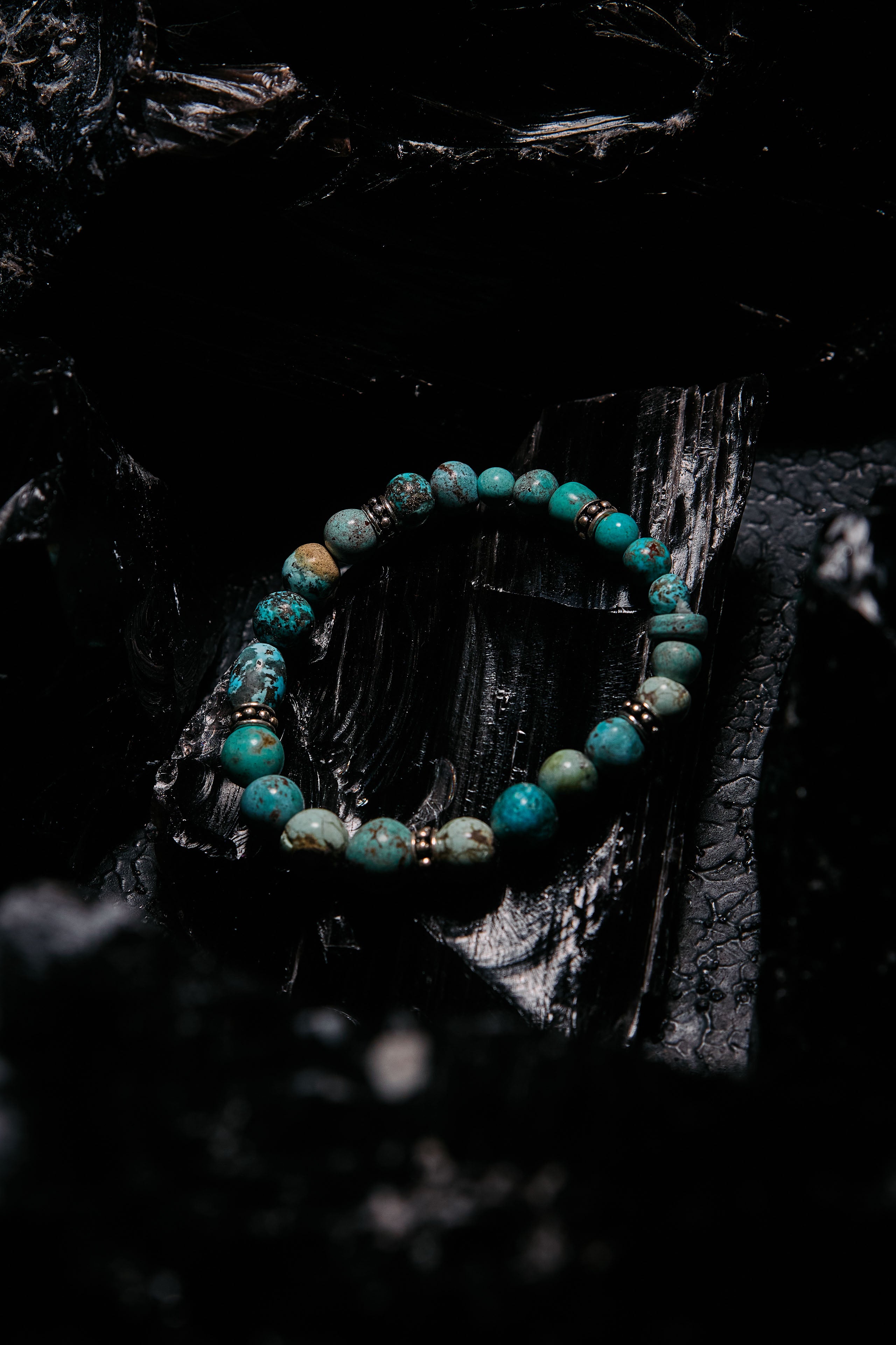 Turquoise beaded bracelet with silver spacers
