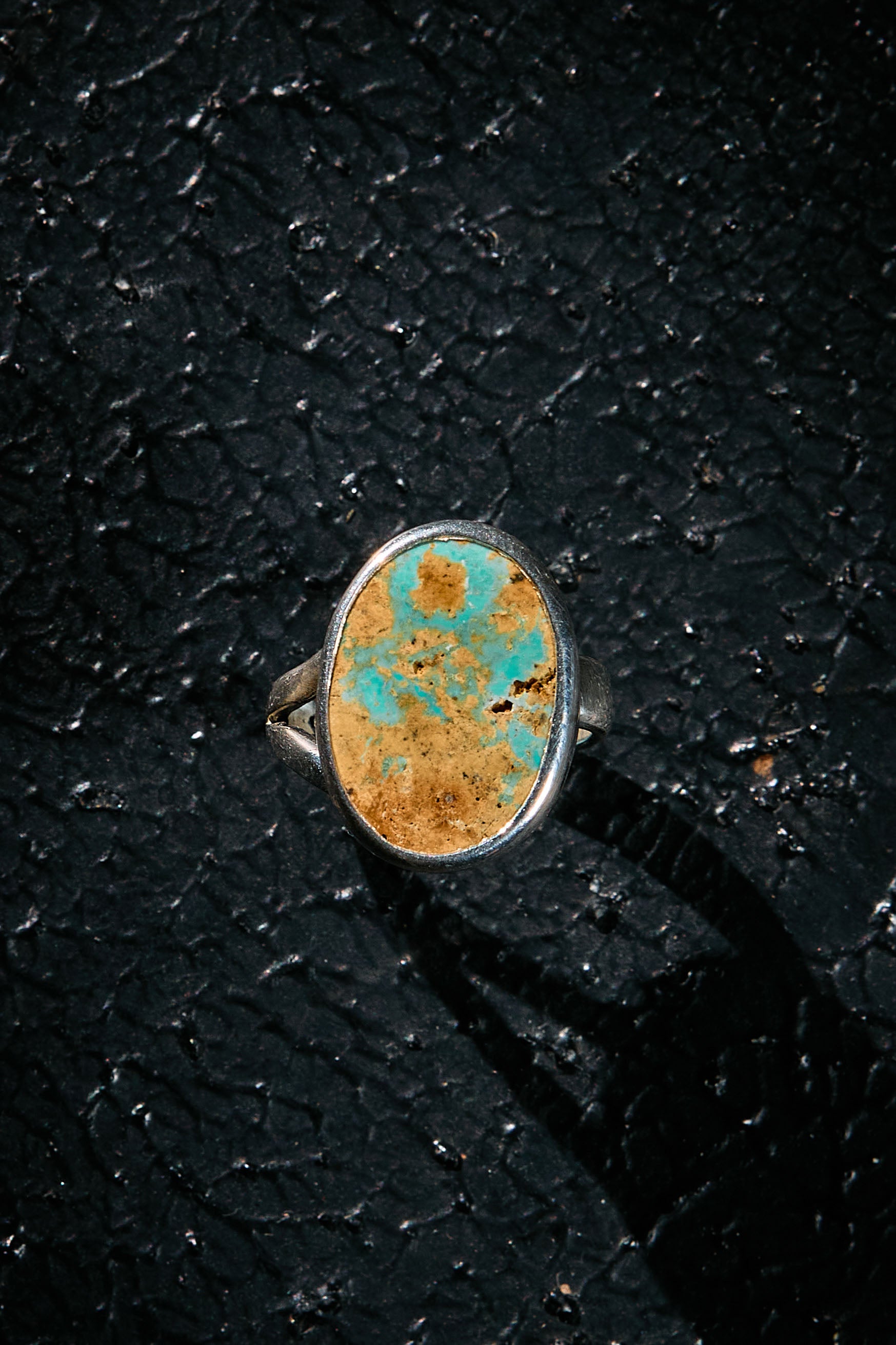 Turquoise ring with silver band 