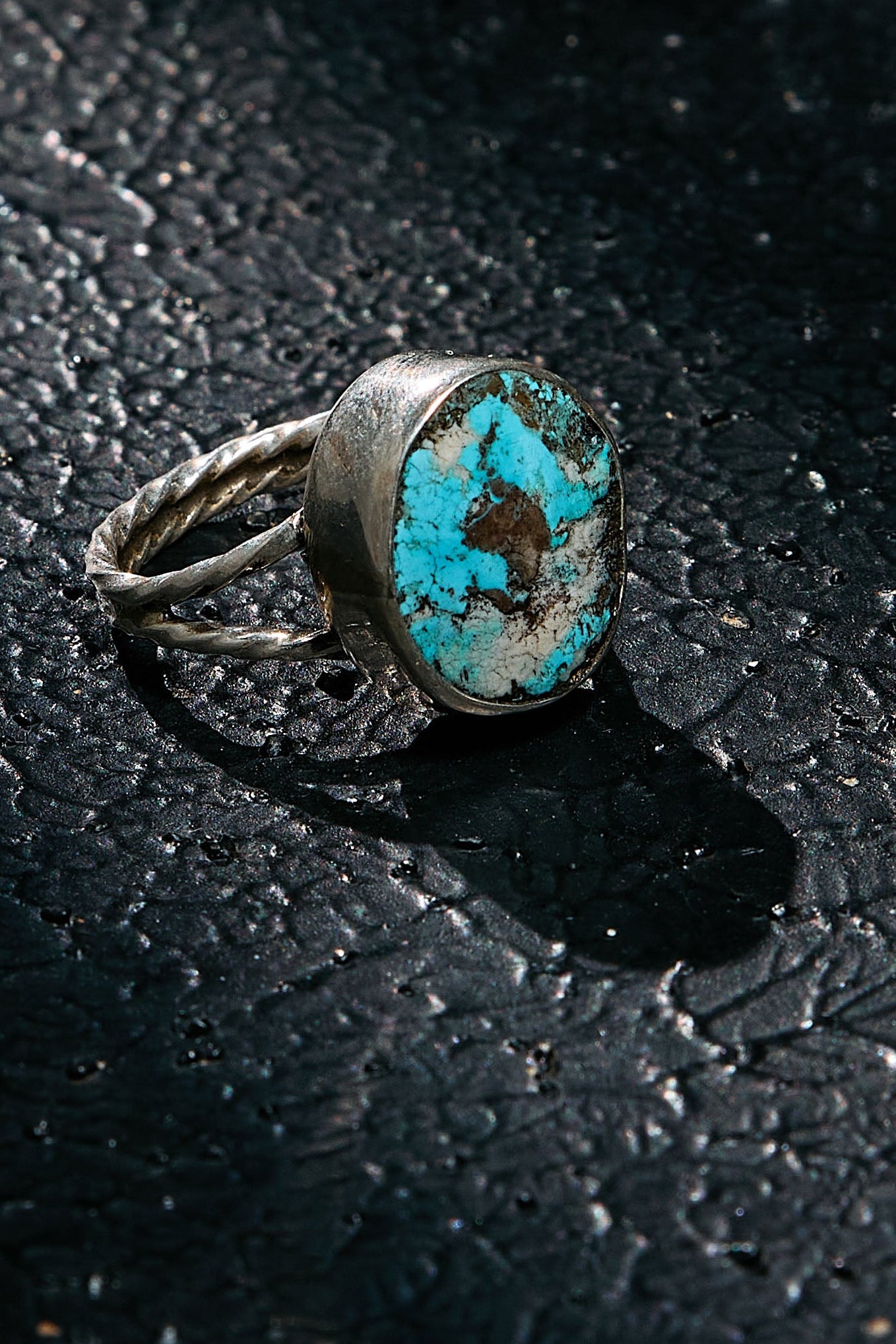 Silver ring with a rare turquoise stone 