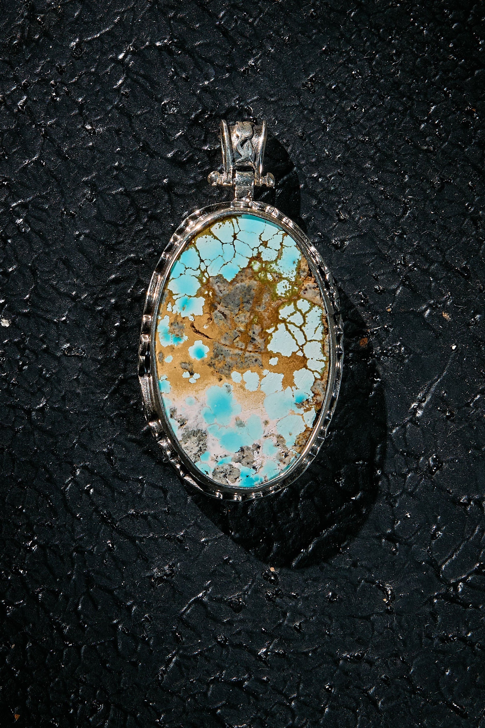 Rare Persian Turquoise stone pendant set in 925 silver