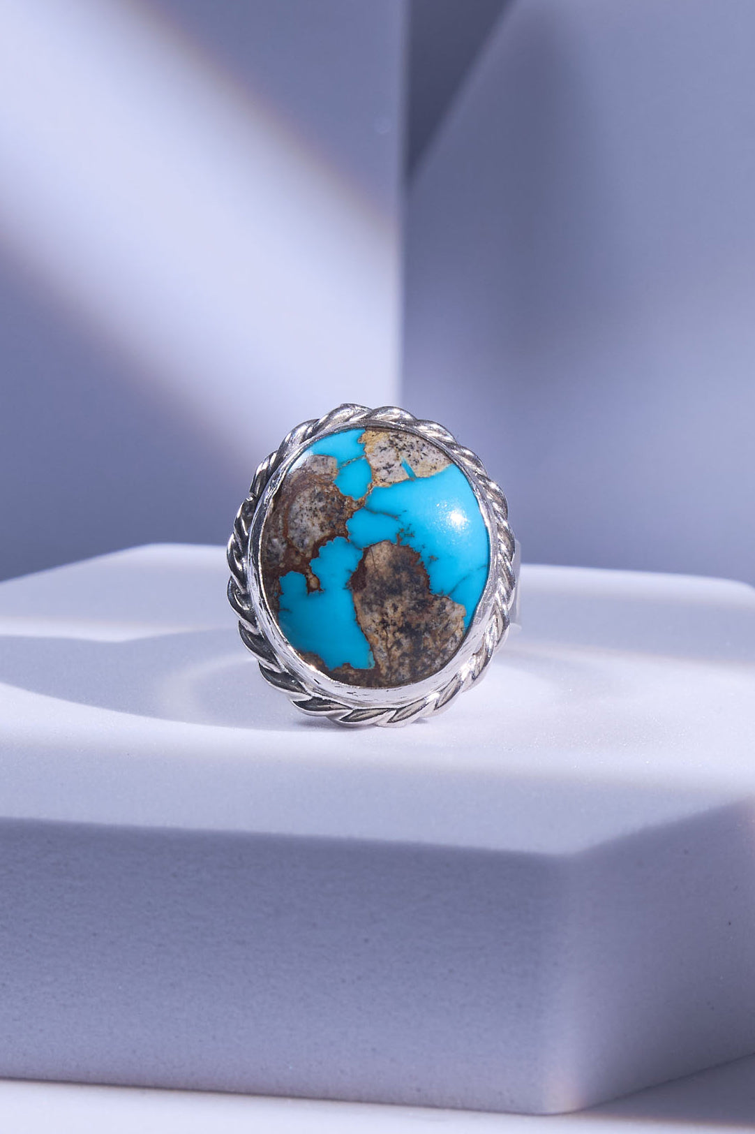 Turquoise stone ring with silver band 