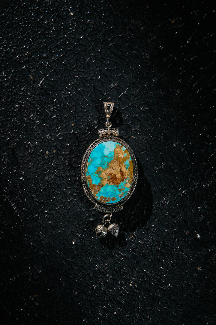 Rare Persian turquoise silver pendant