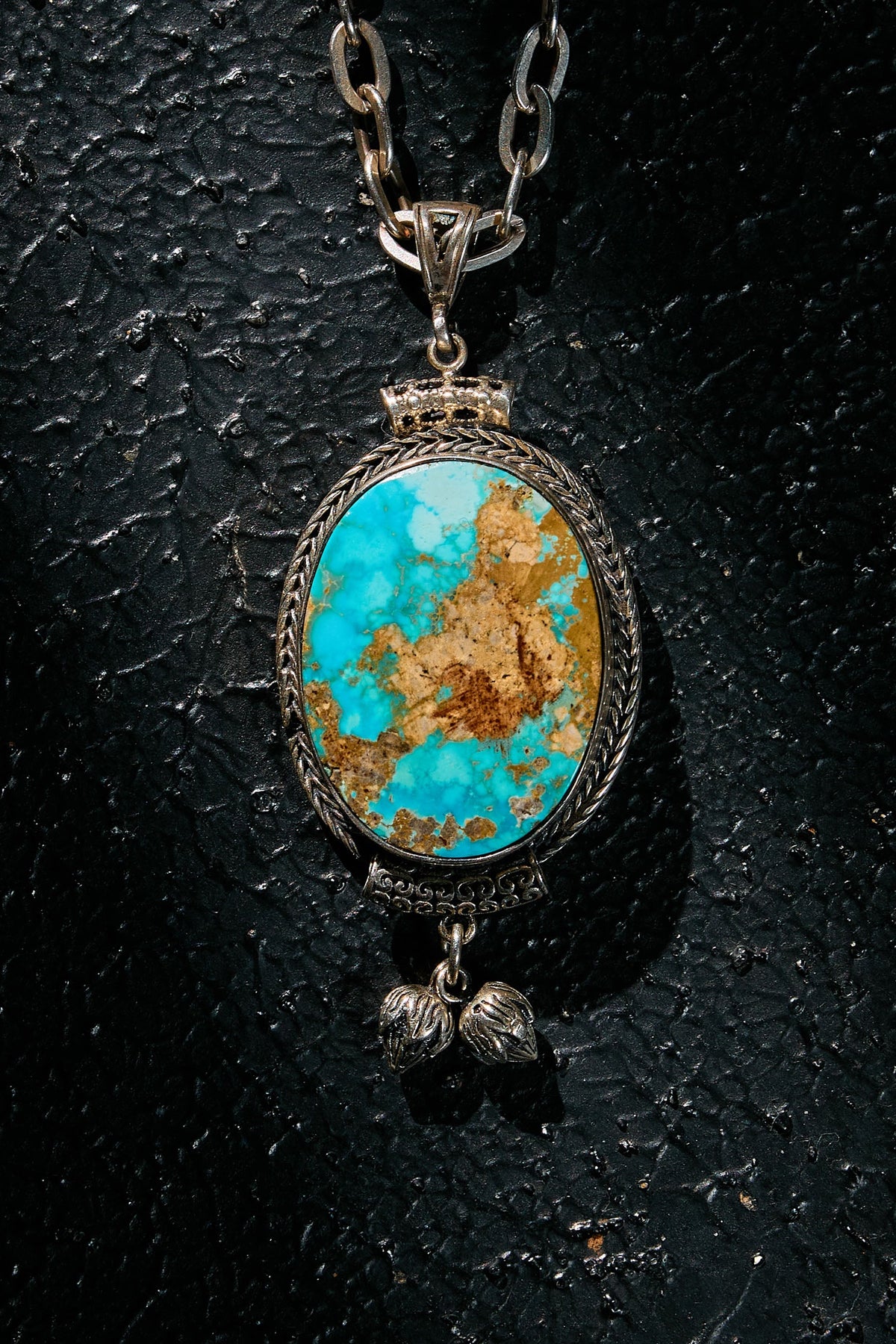 Rare collecter Turquoise pendant necklace in 925 silver