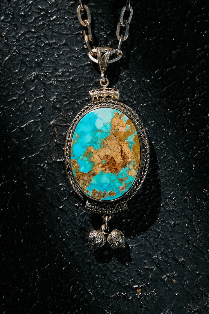 Rare collecter Turquoise pendant necklace in 925 silver