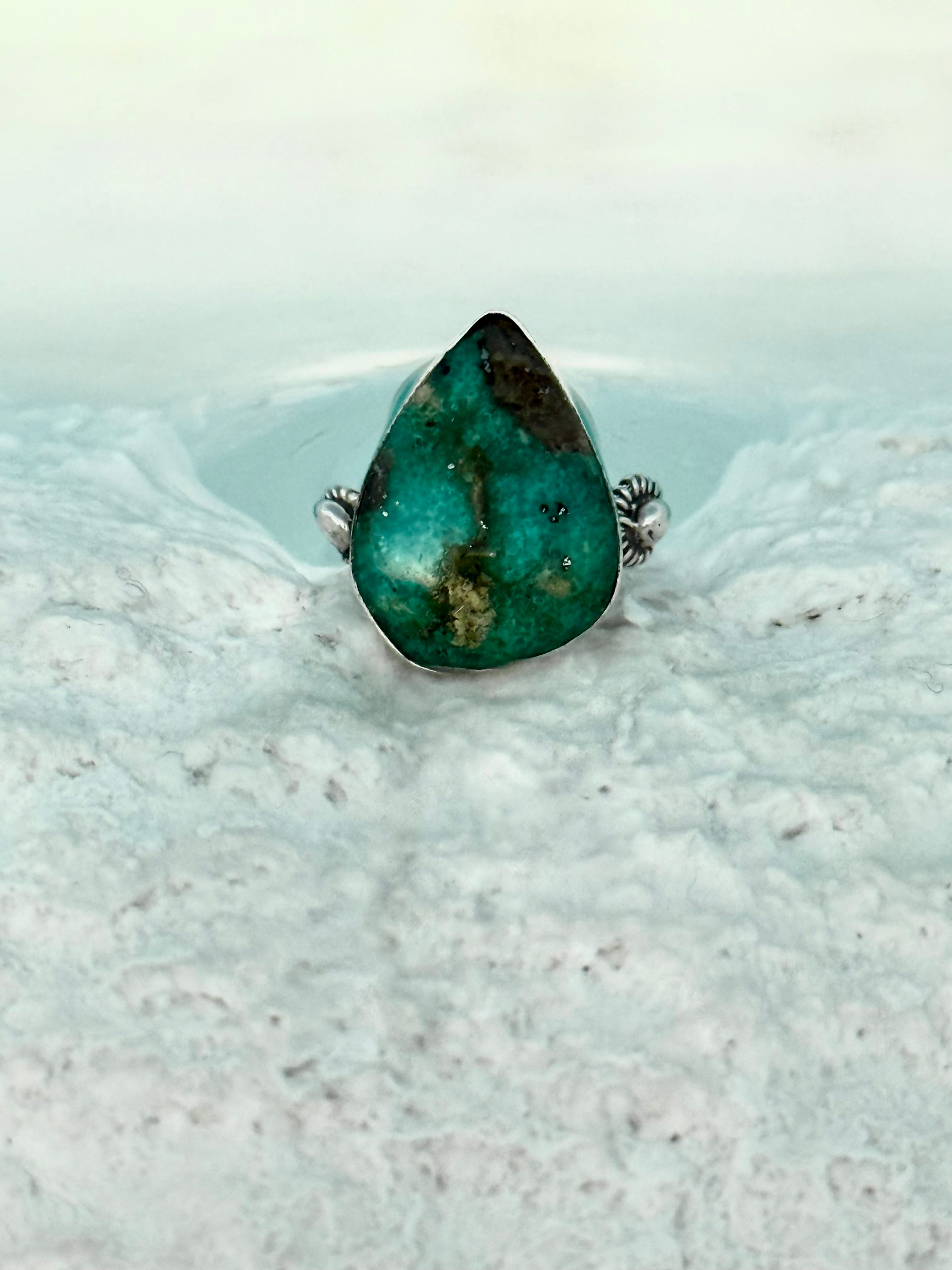 Rare natural turquoise with in handcrafted 925 silver.