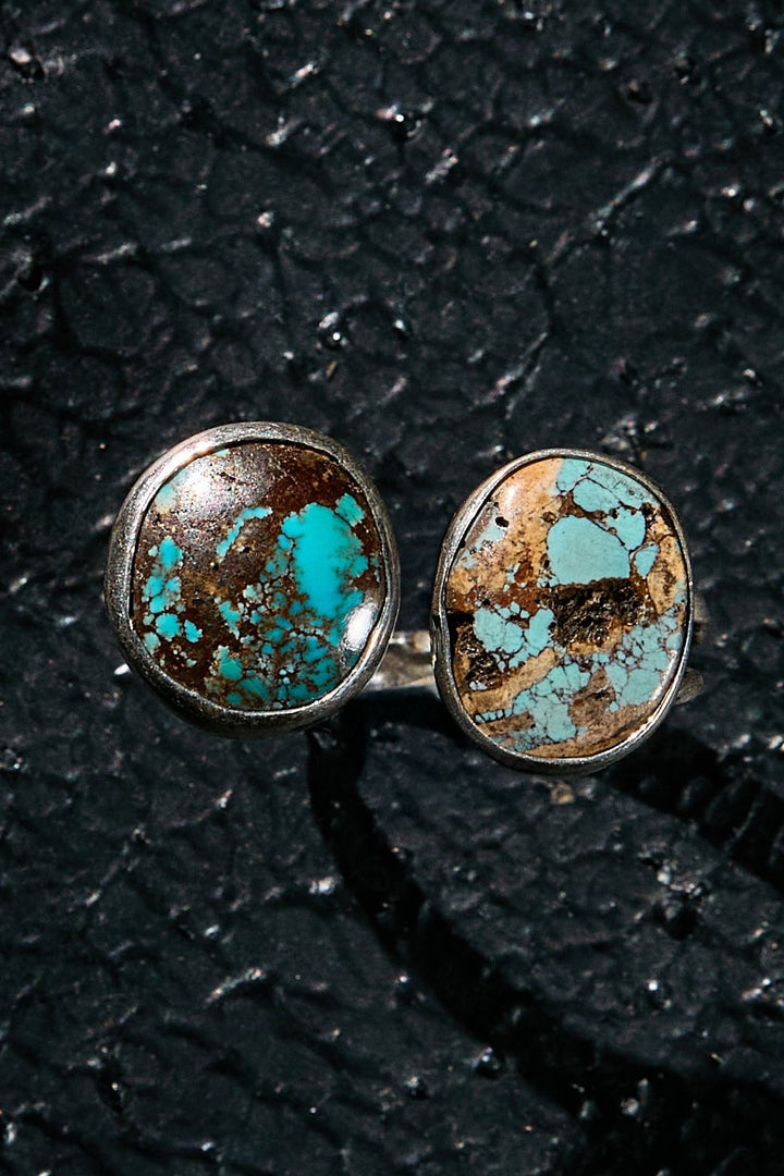 Double turquoise stone ring on 925 silver