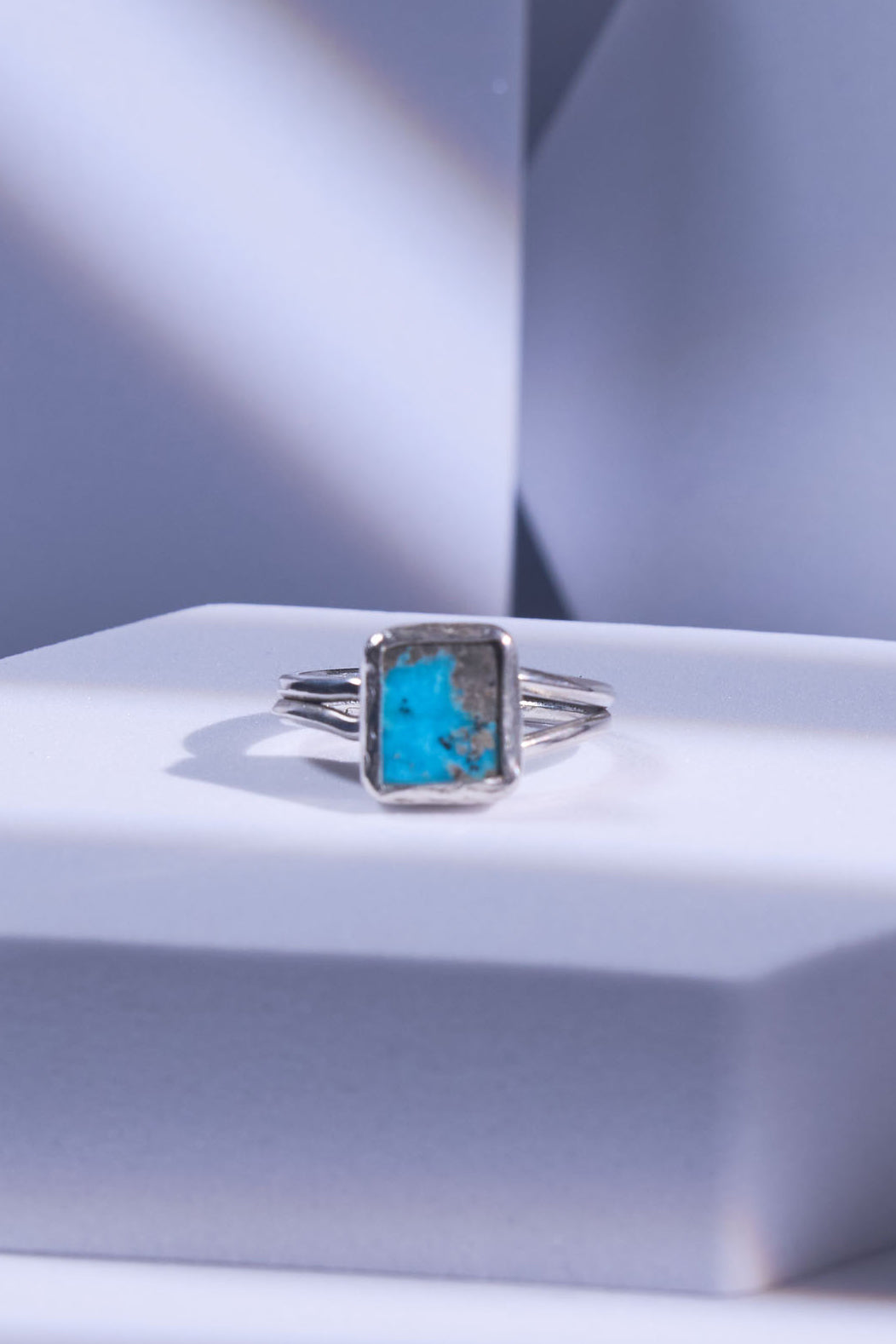 Silver ring with anatural  turquoise stone with a rare happy silver monster in the matrix