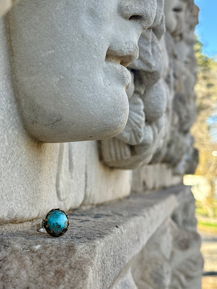 Rare natural turuoise handcrafted in 925 silver