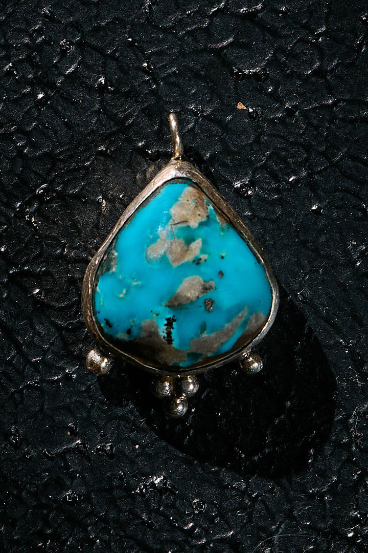 Rare turquoise Persian stone pendant handcrafted in 925, with a fairy in the matrix