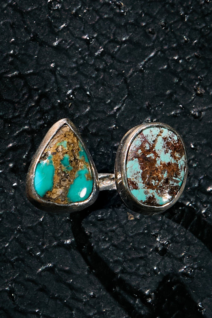 Double turquoise ring on 925 silver