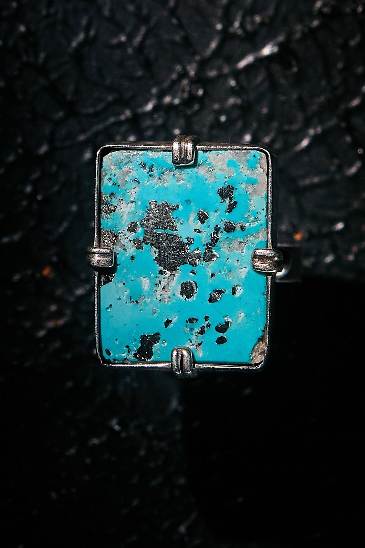 Turquoise stone ring with 925 silver setting 