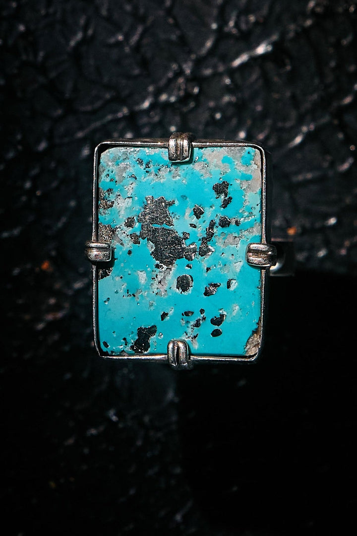 Turquoise stone ring with 925 silver setting 